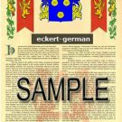 ECKERT - GERMAN - Coat of Arms - Family Crest - Armorial GIFT! 8.5x11