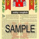 EDDY - ENGLISH - Coat of Arms - Family Crest - Armorial GIFT! 8.5x11