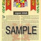 EGAN - IRISH - Coat of Arms - Family Crest - Armorial GIFT! 8.5x11