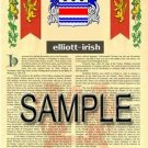 ELLIOTT - IRISH - Coat of Arms - Family Crest - Armorial GIFT! 8.5x11