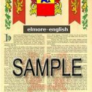 ELMORE - ENGLISH - Coat of Arms - Family Crest - Armorial GIFT! 8.5x11