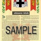 ELMORE - IRISH - Coat of Arms - Family Crest - Armorial GIFT! 8.5x11
