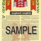 ENGLAND - ENGLISH - Coat of Arms - Family Crest - Armorial GIFT! 8.5x11