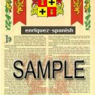 ENRIQUEZ - SPANISH - Coat of Arms - Family Crest - Armorial GIFT! 8.5x11