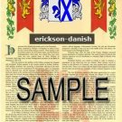 ERICKSON - DANISH - Coat of Arms - Family Crest - Armorial GIFT! 8.5x11