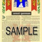 ERNST - GERMAN - Coat of Arms - Family Crest - Armorial GIFT! 8.5x11 ERNST - GERMAN - Coat of Arms - Family Crest - Armorial GIFT! 8.5x11