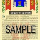 ESQUIVEL - SPANISH - Coat of Arms - Family Crest - Armorial GIFT! 8.5x11