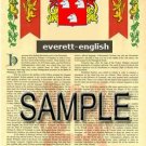 EVERETT - ENGLISH - Coat of Arms - Family Crest - Armorial GIFT! 8.5x11