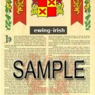 EWING - IRISH - Coat of Arms - Family Crest - Armorial GIFT! 8.5x11