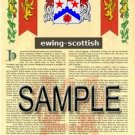 EWING - SCOTTISH - Coat of Arms - Family Crest - Armorial GIFT! 8.5x11