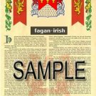 FAGAN - IRISH - Coat of Arms - Family Crest - Armorial GIFT! 8.5x11