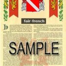 FAIR - FRENCH - Coat of Arms - Family Crest - Armorial GIFT! 8.5x11