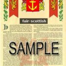 FAIR - SCOTTISH - Coat of Arms - Family Crest - Armorial GIFT! 8.5x11