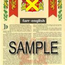 FARR - ENGLISH - Coat of Arms - Family Crest - Armorial GIFT! 8.5x11