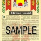 FELICIANO - SPANISH - Coat of Arms - Family Crest - Armorial GIFT! 8.5x11