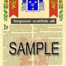 FERGUSON - SCOTTISH - ALT - Coat of Arms - Family Crest - Armorial GIFT! 8.5x11