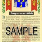 FERGUSON - SCOTTISH - Coat of Arms - Family Crest - Armorial GIFT! 8.5x11