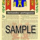 FERNANDEZ - PORTUGUESE - Coat of Arms - Family Crest - Armorial GIFT! 8.5x11