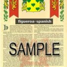 FIGUEROA - SPANISH - Coat of Arms - Family Crest - Armorial GIFT! 8.5x11