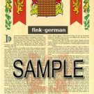 FINK - GERMAN - Coat of Arms - Family Crest - Armorial GIFT! 8.5x11