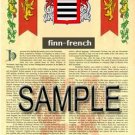 FINN - FRENCH - Coat of Arms - Family Crest - Armorial GIFT! 8.5x11