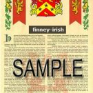 FINNEY - IRISH - Coat of Arms - Family Crest - Armorial GIFT! 8.5x11
