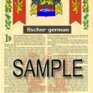 FISCHER - GERMAN - Coat of Arms - Family Crest - Armorial GIFT! 8.5x11