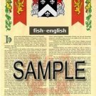 FISH - ENGLISH - Coat of Arms - Family Crest - Armorial GIFT! 8.5x11