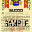 FISH - GERMAN - Coat of Arms - Family Crest - Armorial GIFT! 8.5x11