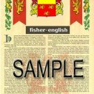 FISHER - ENGLISH - Coat of Arms - Family Crest - Armorial GIFT! 8.5x11