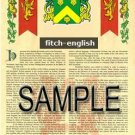 FITCH - ENGLISH - Coat of Arms - Family Crest - Armorial GIFT! 8.5x11