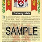 FLAHERTY - IRISH - Coat of Arms - Family Crest - Armorial GIFT! 8.5x11