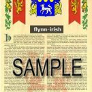 FLYNN - IRISH - Coat of Arms - Family Crest - Armorial GIFT! 8.5x11