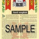 FORD - ENGLISH - Coat of Arms - Family Crest - Armorial GIFT! 8.5x11