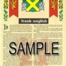 FRANK - ENGLISH - Coat of Arms - Family Crest - Armorial GIFT! 8.5x11