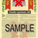 FRANKS - GERMAN - ALT - Coat of Arms - Family Crest - Armorial GIFT! 8.5x11 FRANKS - GERMAN - ALT - Coat of Arms - Family Crest - Armorial GIFT! 8.5x11