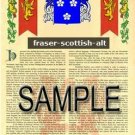 FRASER - SCOTTISH - ALT - Coat of Arms - Family Crest - Armorial GIFT! 8.5x11