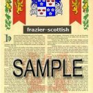 FRAZIER - SCOTTISH - Coat of Arms - Family Crest - Armorial GIFT! 8.5x11