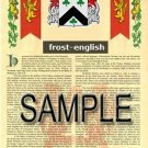 FROST - ENGLISH - Coat of Arms - Family Crest - Armorial GIFT! 8.5x11