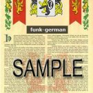 FUNK - GERMAN - Coat of Arms - Family Crest - Armorial GIFT! 8.5x11