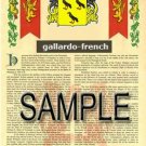 GALLARDO - FRENCH - Coat of Arms - Family Crest - Armorial GIFT! 8.5x11