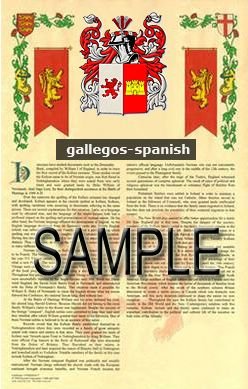 GALLEGOS - SPANISH - Coat of Arms - Family Crest - Armorial GIFT! 8.5x11