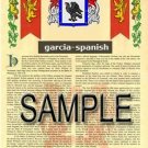 GARCIA - SPANISH - Coat of Arms - Family Crest - Armorial GIFT! 8.5x11
