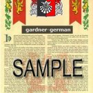 GARDNER - GERMAN - Coat of Arms - Family Crest - Armorial GIFT! 8.5x11