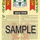 GARY - IRISH - Coat of Arms - Family Crest - Armorial GIFT! 8.5x11