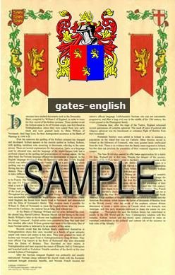 GATES - ENGLISH - Coat of Arms - Family Crest - Armorial GIFT! 8.5x11