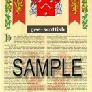 GEE - SCOTTISH - Coat of Arms - Family Crest - Armorial GIFT! 8.5x11
