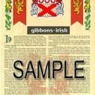 GIBBONS - IRISH - Coat of Arms - Family Crest - Armorial GIFT! 8.5x11