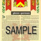 GLENN - GERMAN - Coat of Arms - Family Crest - Armorial GIFT! 8.5x11