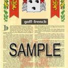 GOFF - FRENCH - Coat of Arms - Family Crest - Armorial GIFT! 8.5x11